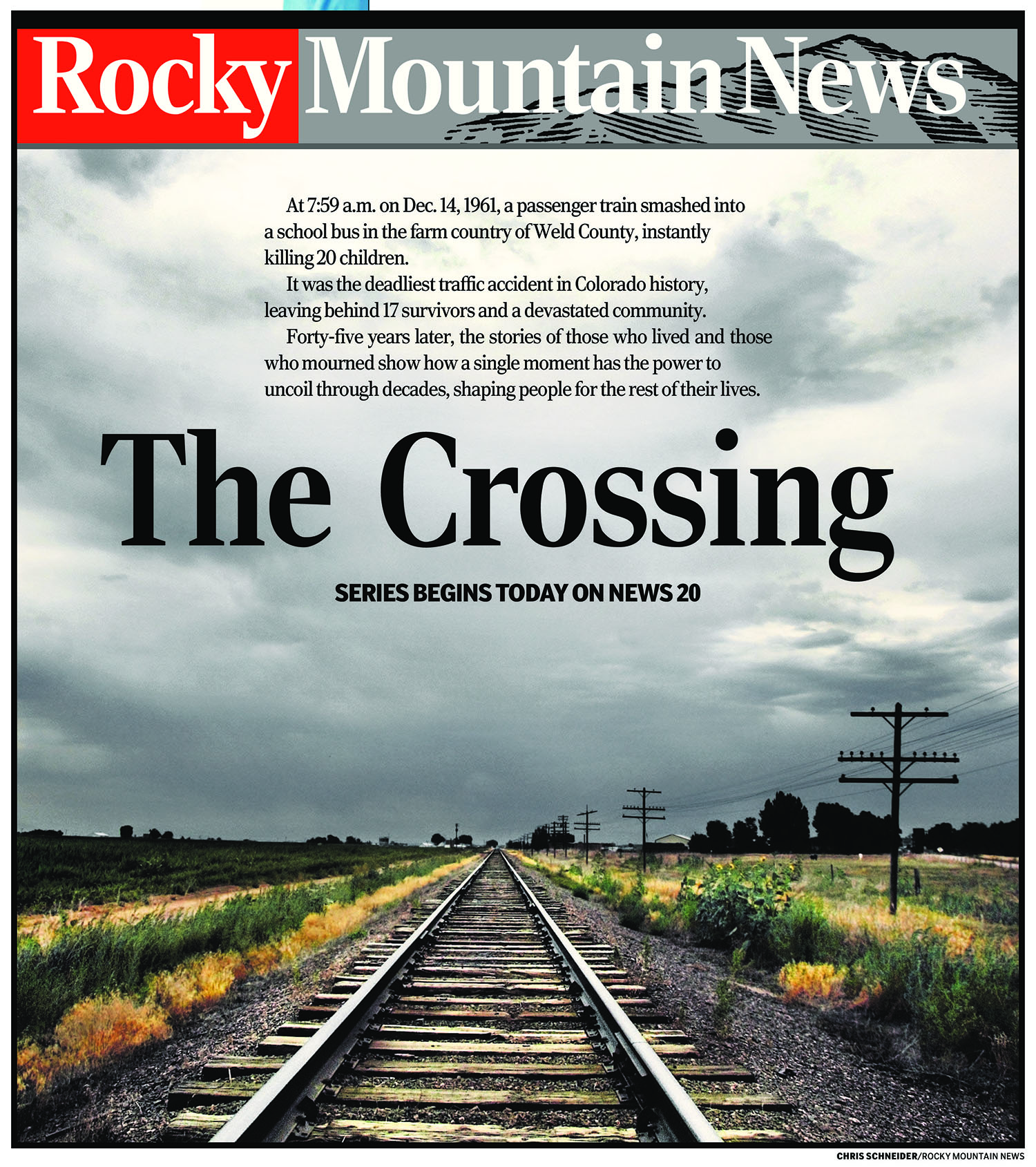 The cover of the first chapter of Rocky Mountain News' "The Crossing."