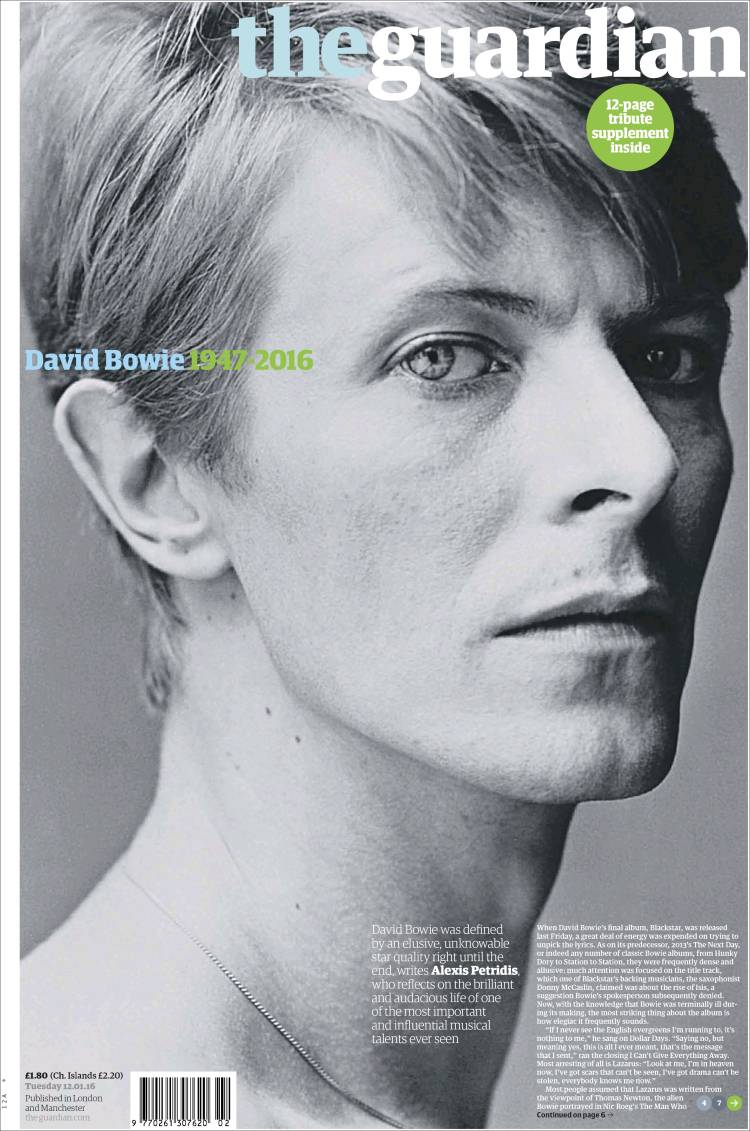Front Pages Of The Day David Bowie 1947 2016 Poynter 2521