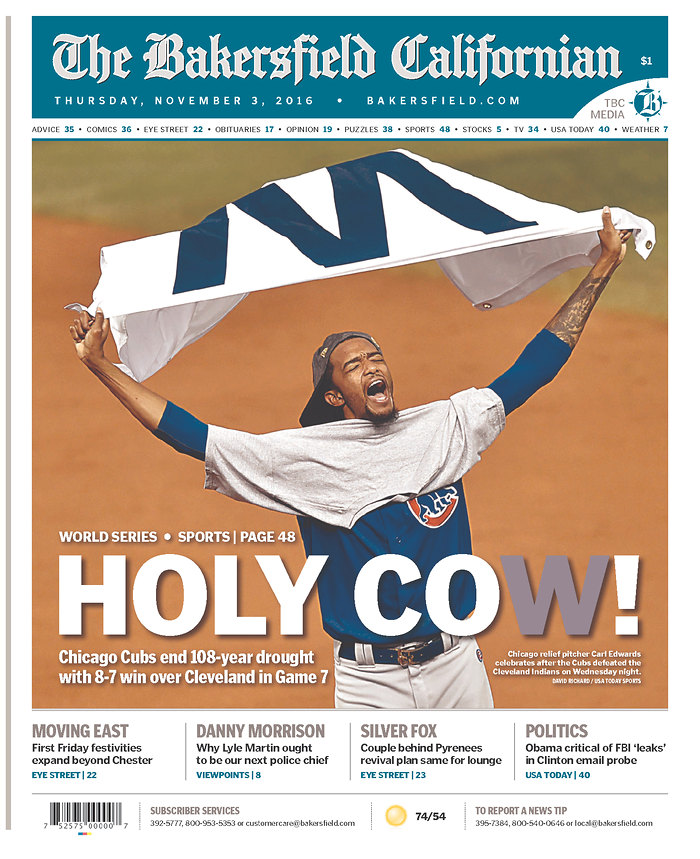 Chicago Cubs World Series Newspaper Front Pages