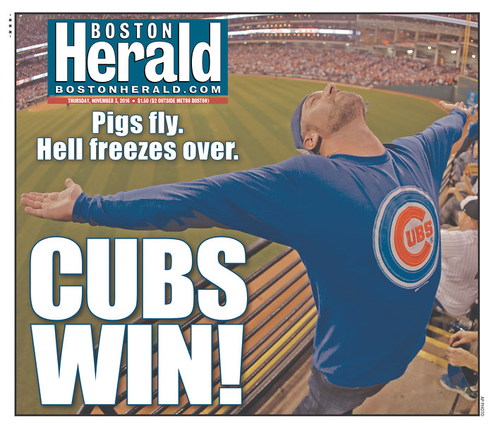 At last!' Front pages celebrate Cubs win - Poynter