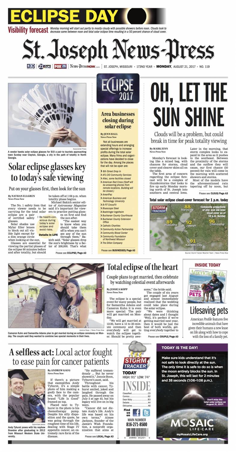 The solar eclipse is today, and these newspaper front pages are so