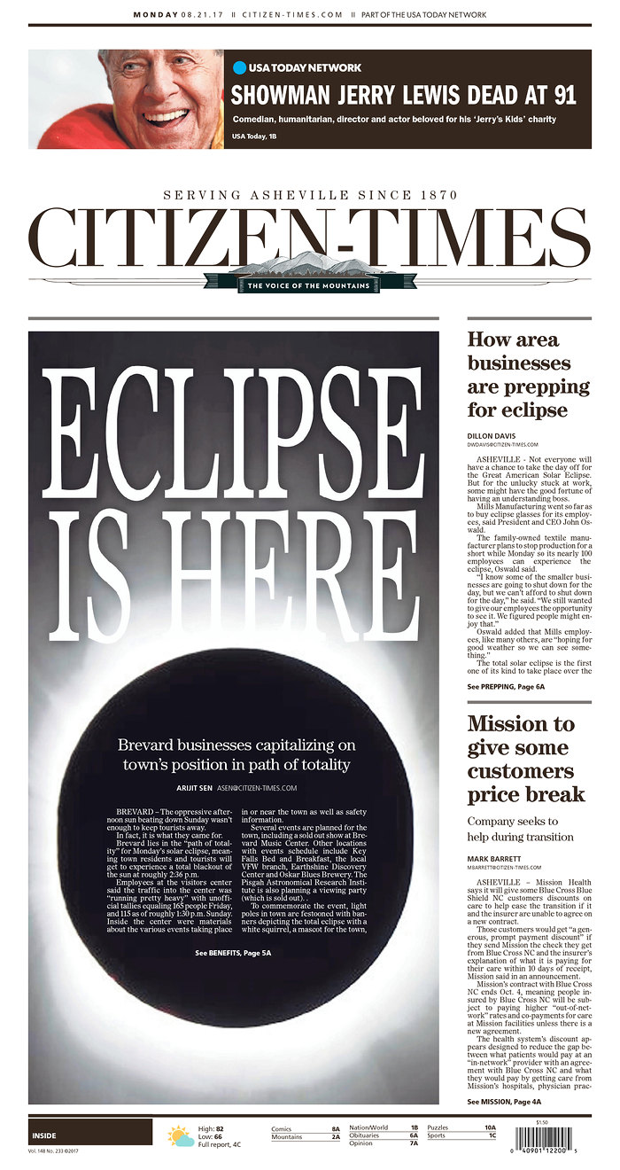 The solar eclipse is today, and these newspaper front pages are so