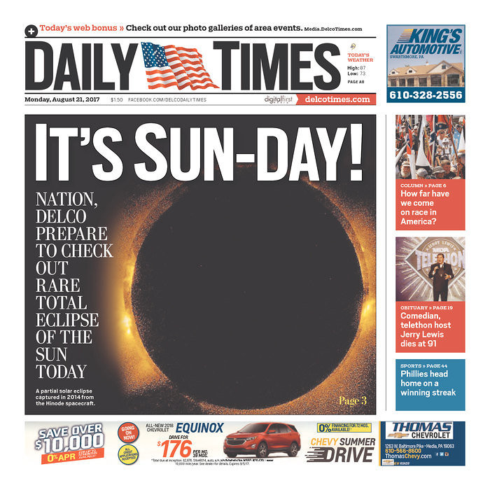 The solar eclipse is today, and these newspaper front pages are so