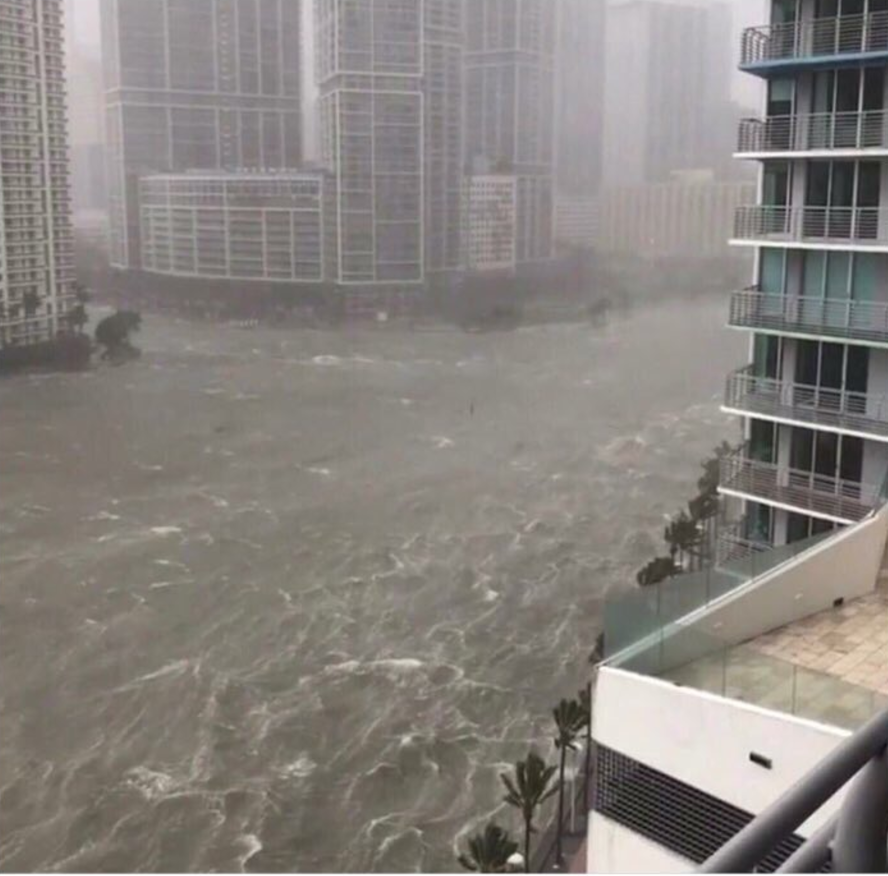 This image of "flooding in downtown Miami" is actually the mouth of the Miami River inlet. 