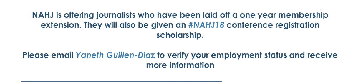 NAHJ announced it's free dues for laid off members