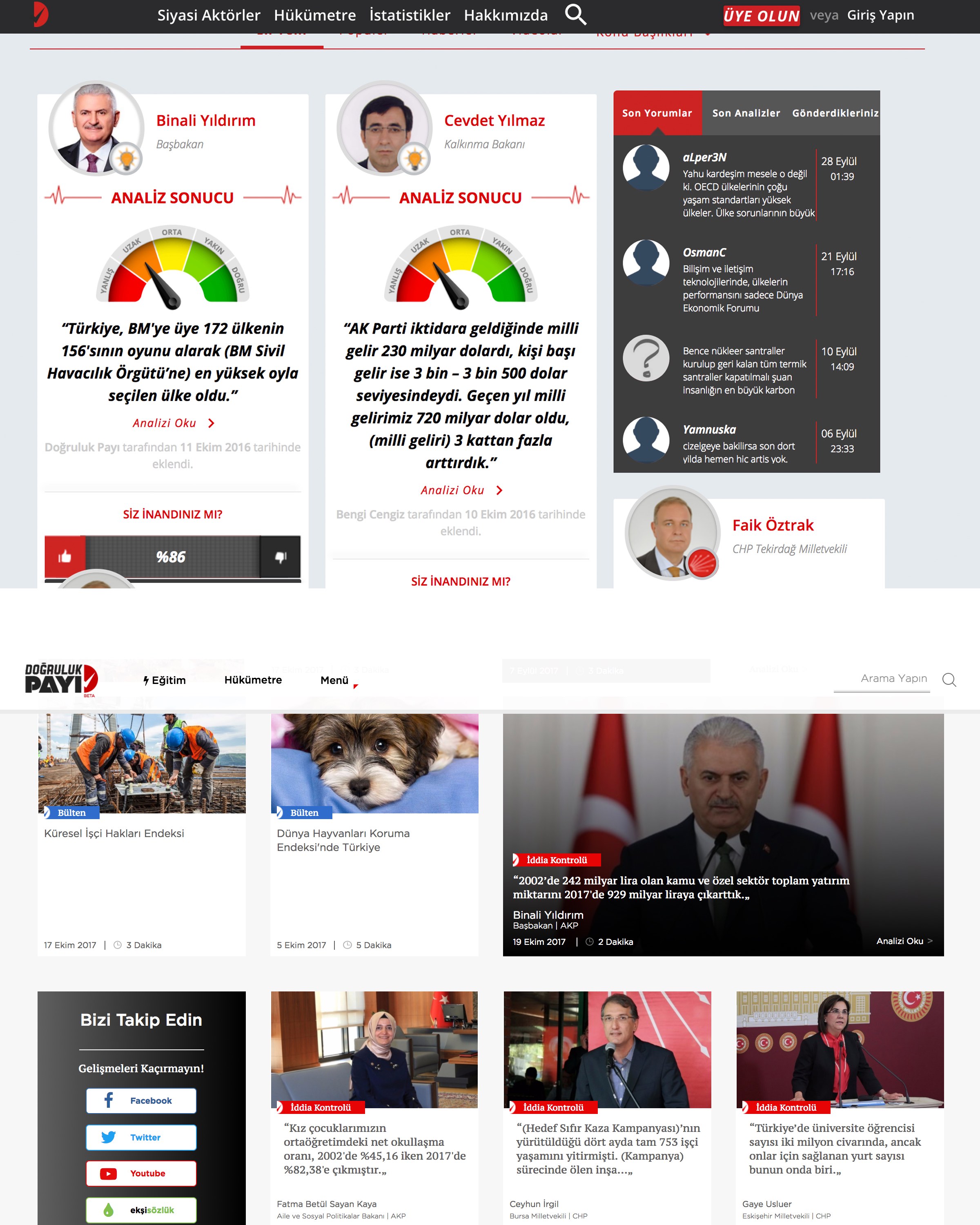 (From top): Doğruluk Payi’s website before and after its recent redesign.