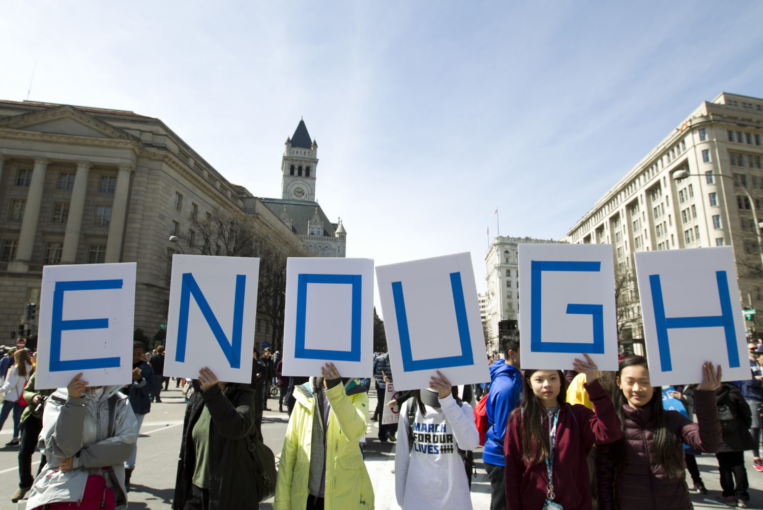 Protesters attend the "March for Our Lives" rally in support of gun control in Washington, Saturday, March 24, 2018, on Pennsylvania Avenue near the U.S. Capitol. (AP Photo/Jose Luis Magana)