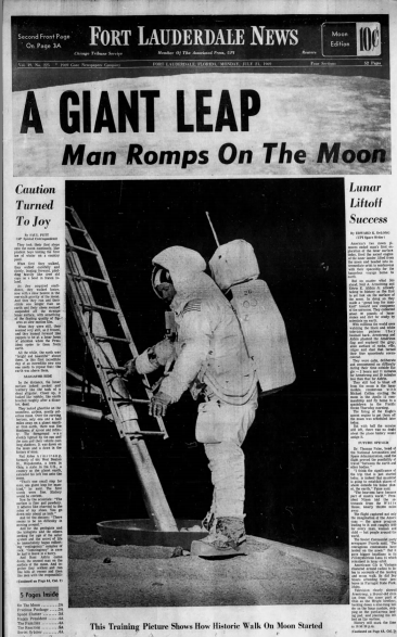 newspaper articles on the first man on the moon