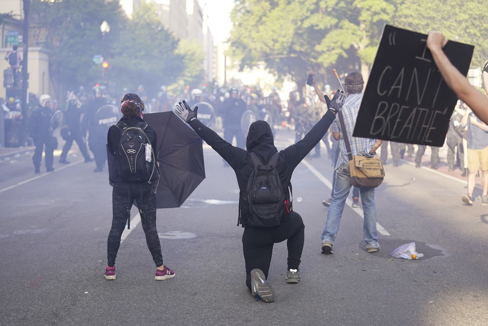 Peaceful protesters were attacked as Trump spoke, and the media