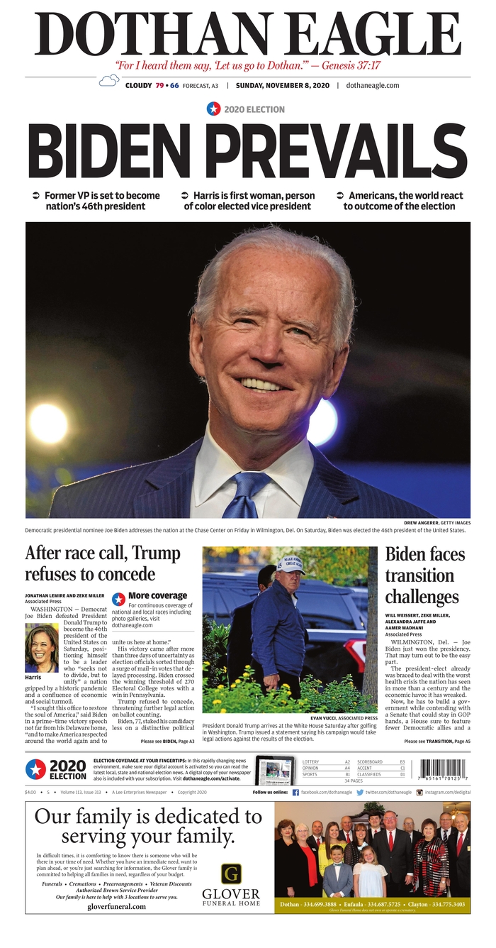 On Front Pages After Biden S Win A Time To Heal Poynter
