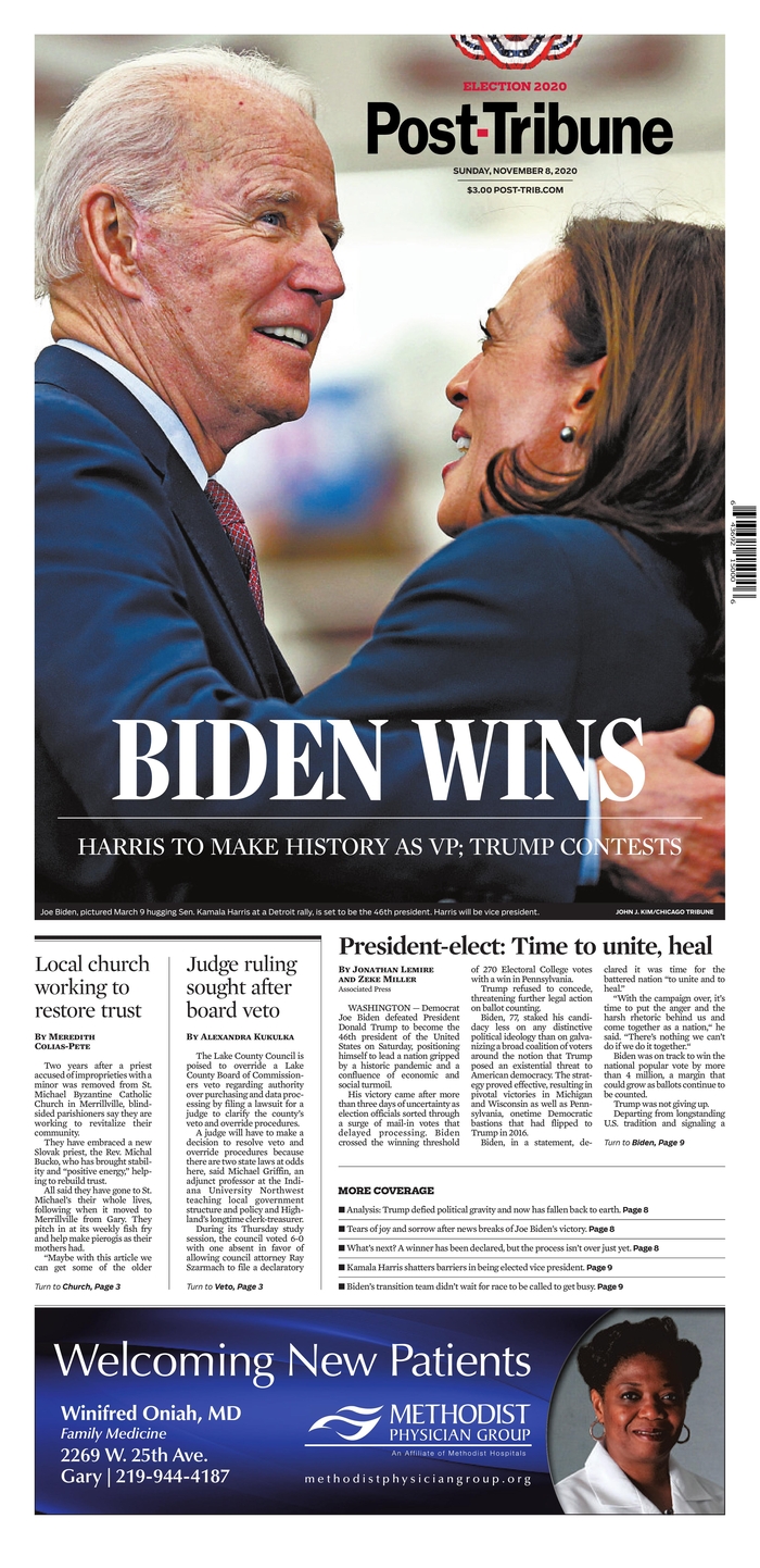 On front pages after Biden's win, 'A time to heal' - Poynter