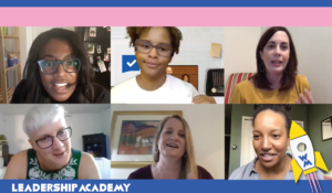 Samantha Ragland, lower right, leads a virtual conversation during Poynter's 2020 Leadership Academy for Women in Media. The 2022 programs are currently scheduled to be in person.