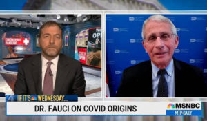 Dr. Anthony Fauci, right, speaks with Chuck Todd on Wednesday’s “MTP Daily.” (Courtesy: NBC News.)