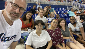 Monica Richardson, right corner, is executive editor of the Miami Herald. She and her daughter recently attended a Marlins game with Herald interns and staffers. (Courtesy Monica Richardson)