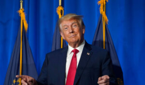 Former President Donald Trump, speaking in New Hampshire on Tuesday of this week. (AP Photo/Steven Senne)