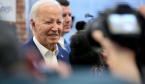 President Joe Biden in Philadelphia on Sunday. (AP Photo/Manuel Balce Ceneta)