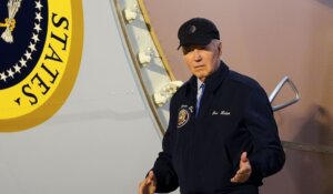 President Joe Biden, stepping off Air Force One on Wednesday night. (AP Photo/Susan Walsh)