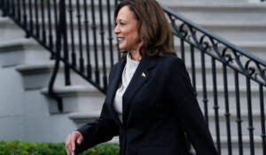 Vice President Kamala Harris outside the White House on Monday. (AP Photo/Susan Walsh)