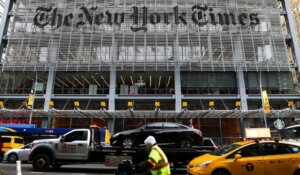 The entrance to the New York Times headquarters is shown on Dec. 8, 2022, in New York. (AP Photo/Julia Nikhinson, File)