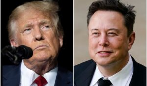 Former President Donald Trump, left, and X owner Elon Musk in file photos. (AP Photo)