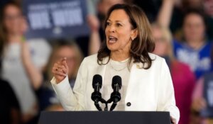 Vice President Kamala Harris speaks at a rally in Michigan last week. (AP Photo/Carlos Osorio)