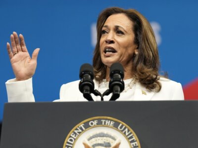 Democratic presidential nominee Vice President Kamala Harris speaks at a campaign rally in Savannah, Ga., Thursday, Aug. 29, 2024. (AP Photo/Jacquelyn Martin)