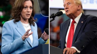 Vice President Kamala Harris, left, and former President Donald Trump. (AP Photo)