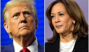 This combination of images shows Republican presidential nominee former President Donald Trump and Democratic presidential nominee Vice President Kamala Harris at separate campaign events Wednesday, Oct. 23, 2024, in Duluth, Ga., and Aston, Pa., respectively. (AP Photo/Alex Brandon, left, Matt Rourke, File)