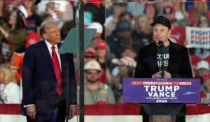 Donald Trump, left, and Elon Musk, campaigning together back in October in Pennsylvania. (AP Photo/Julia Demaree Nikhinson)