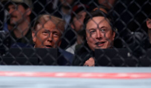 President-elect Donald Trump, left, and Elon Musk at a UFC event in New York City on Saturday. (AP Photo/Adam Hunger)