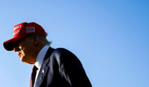 President-elect Donald Trump walks after watching SpaceX's mega rocket Starship lift off for a test flight from Starbase in Boca Chica, Texas, on Tuesday. (Brandon Bell/Pool via AP)