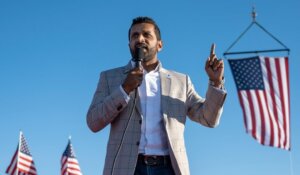 Kash Patel, former chief of staff to Acting Secretary of Defense Christopher Miller, speaks at a rally in October 2022. (AP Photo/José Luis Villegas, File)